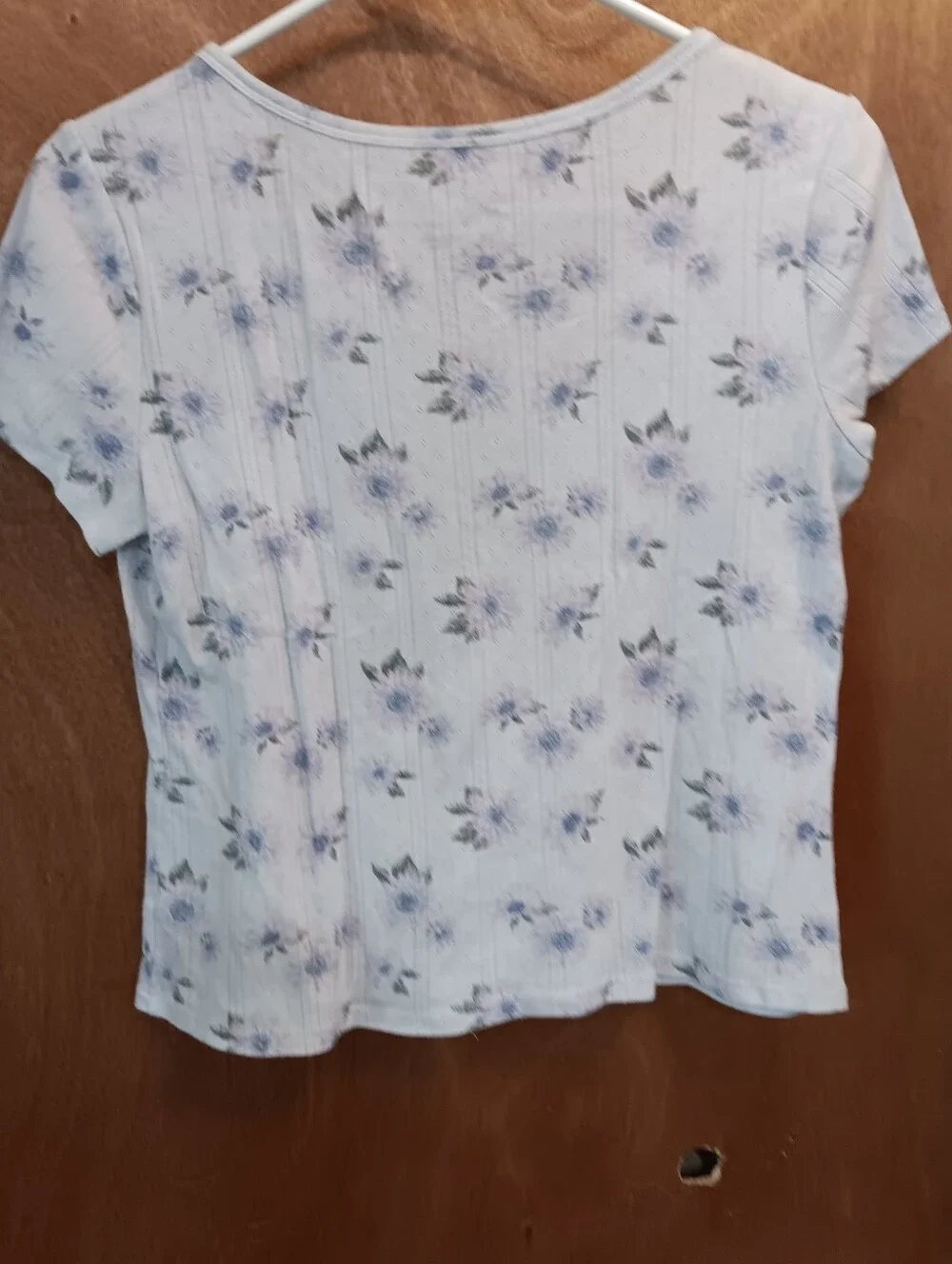 Justice Girl's Light Blue Floral Button-Front Tee